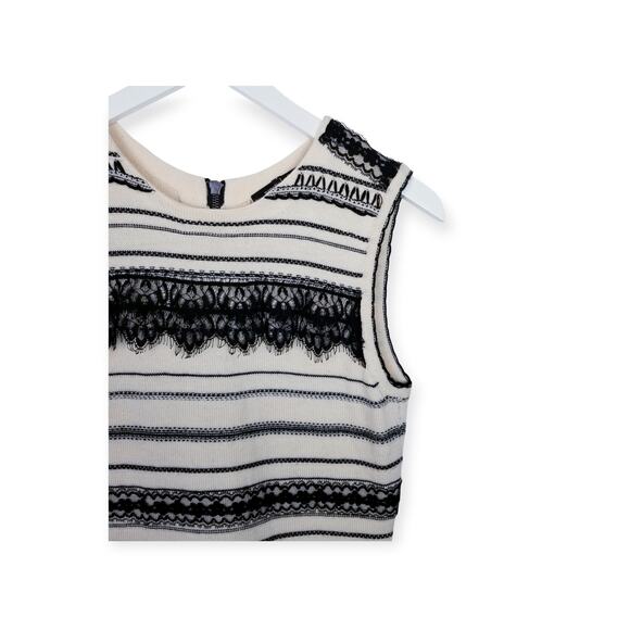 Nanette Lepore 100% Merino Wool Sweater Dress Ivory w/ Black Lace Detail Medium - Picture 4 of 9